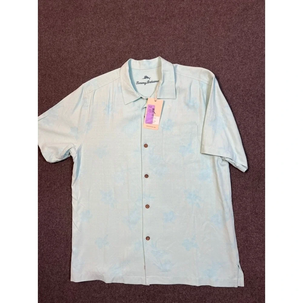 #A069 Tommy Bahama Mens Medium NWT 100% Silk Camp Shirt Mix Master Embroidered - Picture 2 of 7